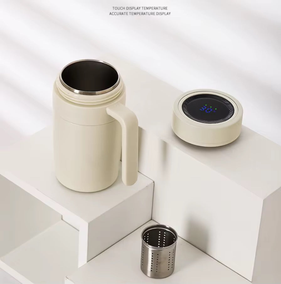 Intelligent 316 Stainless Steel Insulated Mug Temperature Display Tea Mug with Handle 480ml